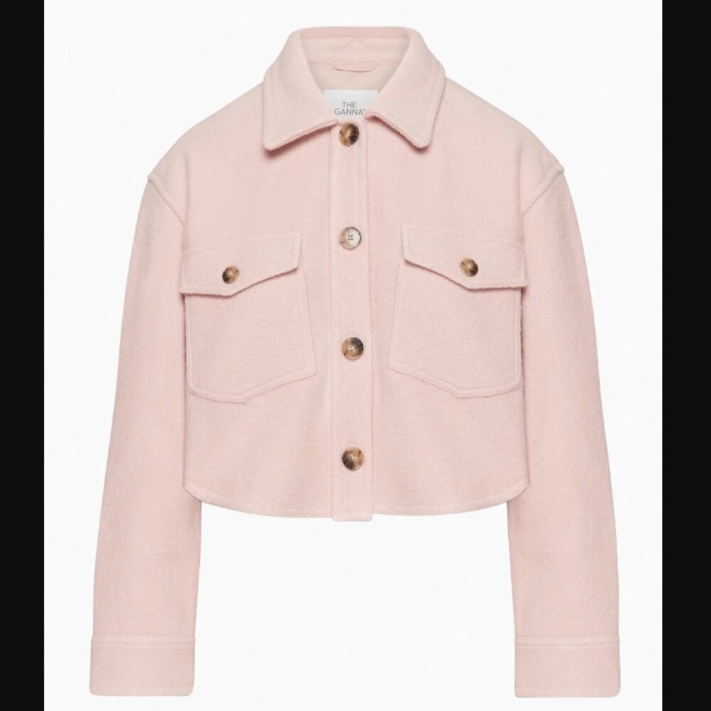 Wilfred Ganna Pink Bouclé 100% Wool Cropped Jacket